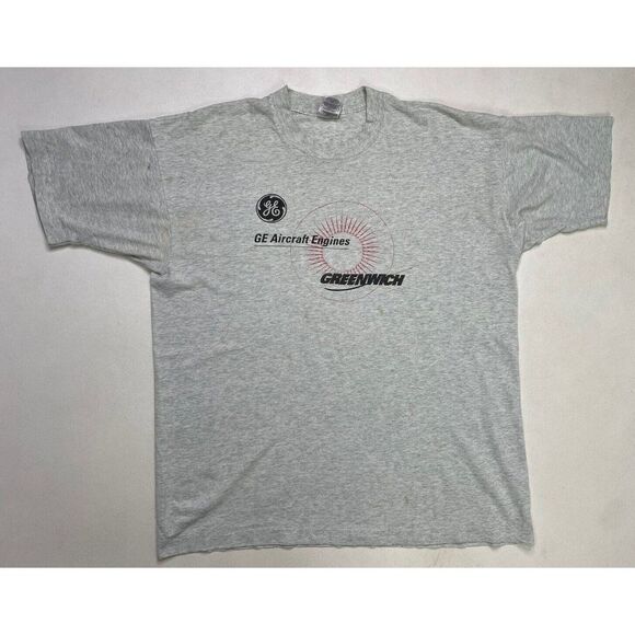 VINTAGE GE Aircraft Engines Greenwich T-shirt Men XL 90s Single Stitch - Picture 1 of 11